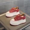 Fashion 9cm Genuine Leather Platform Sneakers Wedge Shoes for Women Breathable Sneakers Autumn Casual Shoes Hidden Heel Zapatillas Mujer