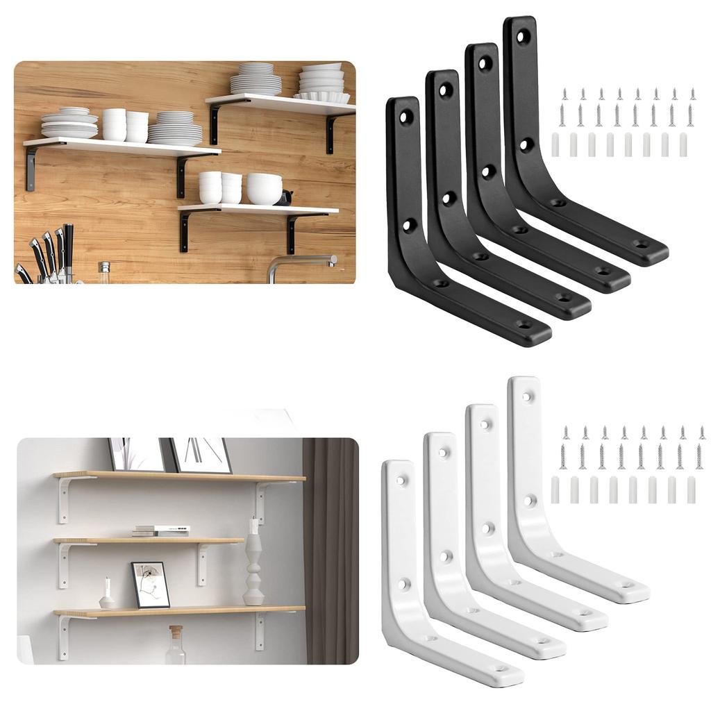 4Pcs Heavy Duty L Shape Wall Bracket 4x4 Inch Floating Shelf Support Joint Angle Bracket for DIY Installation with Screw