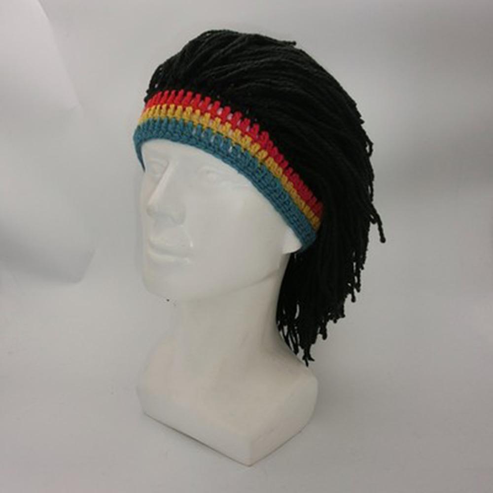 Pletené čepice Paruka Halloweenská párty Pánská paruka Klobouk s copem Paruka s dredy Reggae Paruka s africkými kořeny