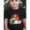 T-shirt décontracté à manches courtes pour garçon, imprimé animaux de la ferme et tracteur, col rond, toutes saisons