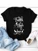 Glaube Hoffnung Liebe Schmetterlingsdruck Damen T-Shirt Kurzarm O-Ausschnitt Locker Damen T-Shirt Damen T-Shirt Oberteile Camisetas Mujer