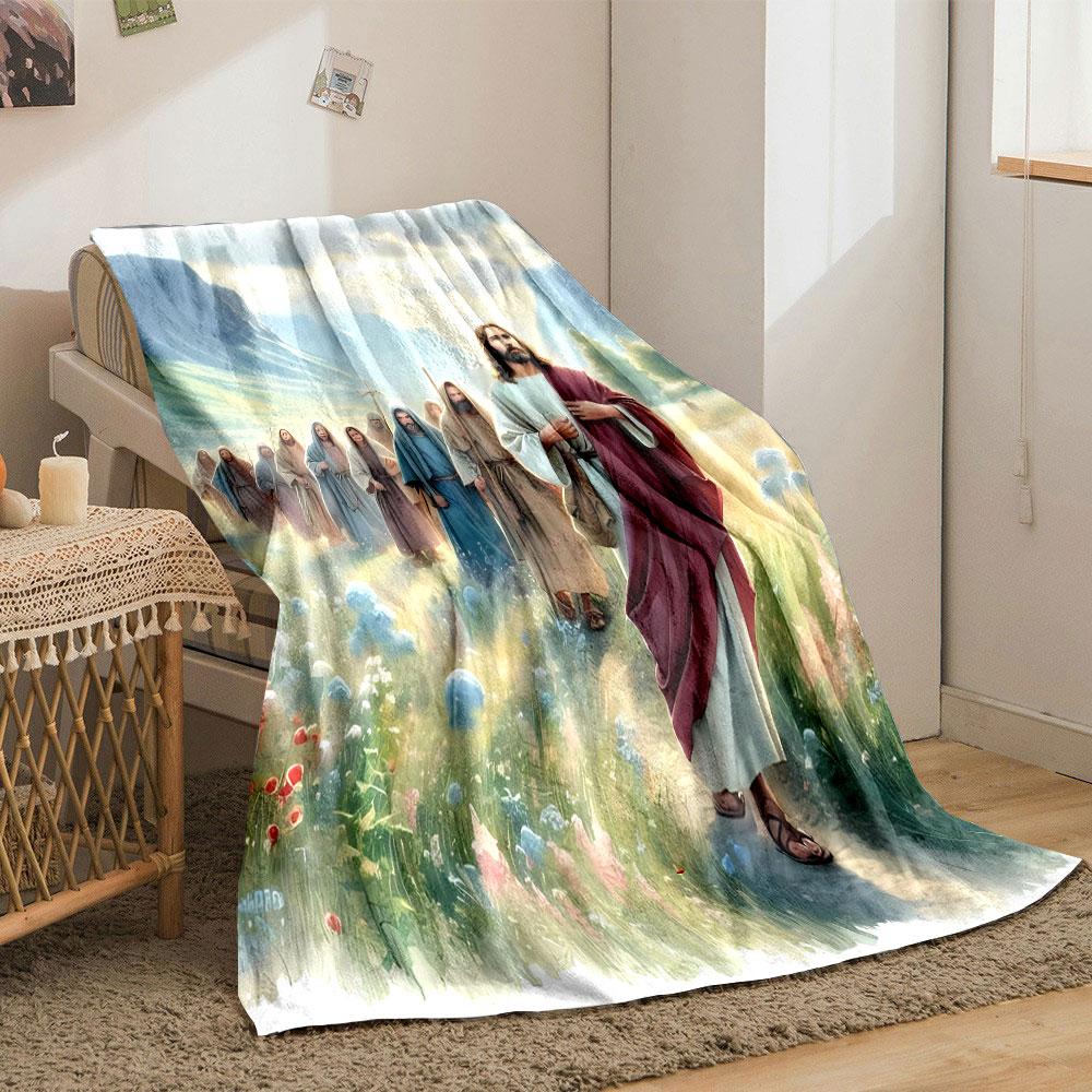 Jesus And Disciples Landscape Blanket Printed Blanket for Living Room Bed Couch lunch break Soft Cozy Blanket for Friend's festival Gift