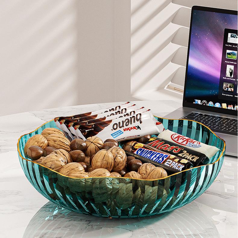 Light Luxury Transparent Fruit Plate Household Snacks Fruit Plate Living Room Coffee Table Candy Snack Plate Dry Fruit Box