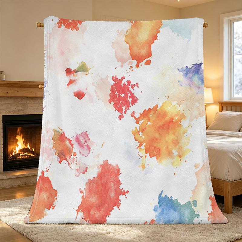 Thick Warm Flannel Blanket, Soft Skin-Friendly Watercolor Throw for Couch, Bedroom & Living Room Christmas & Halloween Cozy Home Decor Vibe