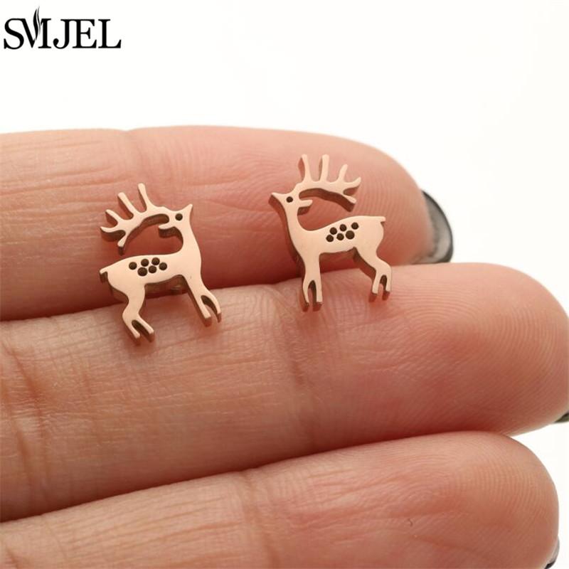 SMJEL Minimalistische Zilverkleurige Hertenhoorn Oorbellen Dames Kerst Sieraden Leuke Eland Gewei Oorknopjes Unieke Tak Oorbellen
