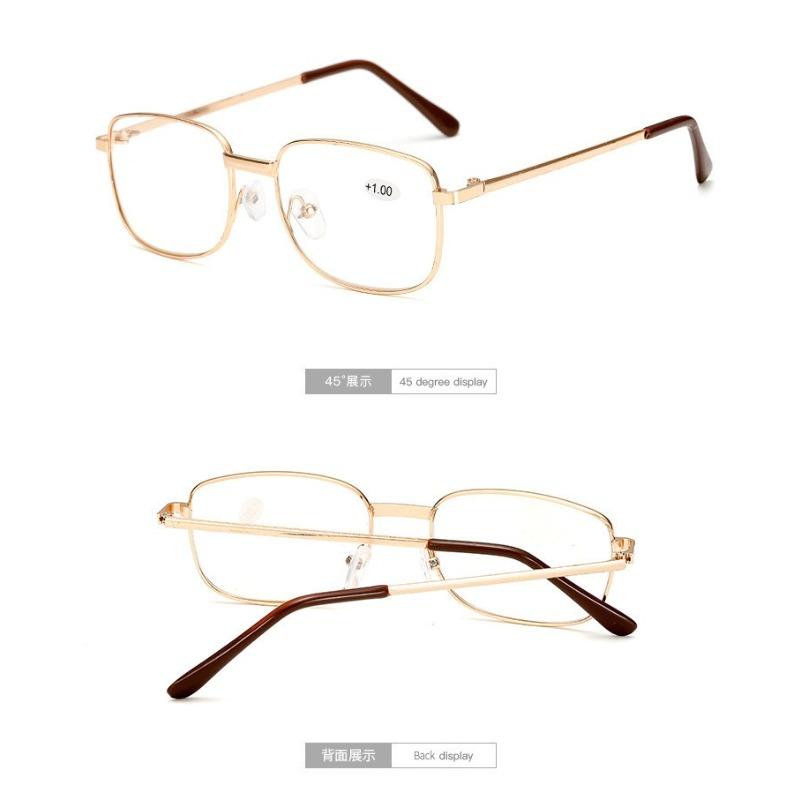 Anti-Blue Light Blocking Fashion Reading Glasses Full-Frame Metal Eyewear HD Ultra Light Portable Eyewear for Men Women 0~+4.0
