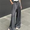 Baggy Casual Grau Anzug Hosen Frau Koreanische Mode Klassische Büro Damen Breite Bein Hosen Hohe Taille Grundlegende Pantalones
