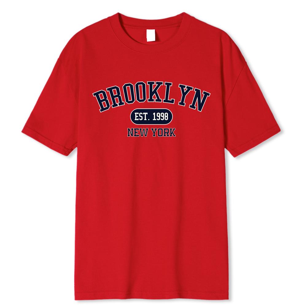 Brooklyn Est.1998 New York Bedruckte Herren T-Shirts 100% Baumwolle Atmungsaktives Top Mode Harajuku Atmungsaktives T-Shirt