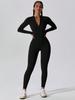 Women's Zipper Long Sleeved Tight Fitting High Elasticity Jumpsuit, Sports Yoga Pants, Slim Fit, Comfortable and Skin Friendly.