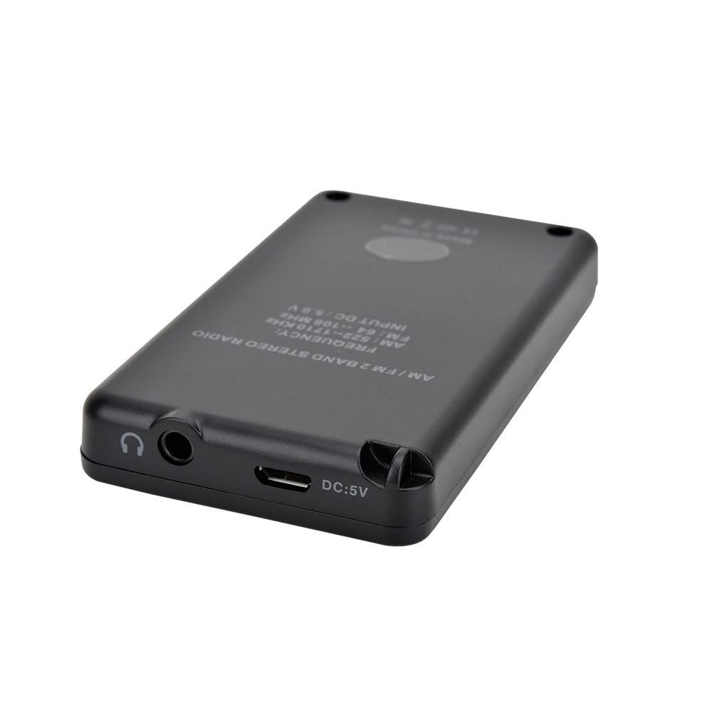 Mini Radio Portable AM/FM Dual Band Stereo Pocket Radio Receiver with LCD Display & Earphone & Rechargeable Battery