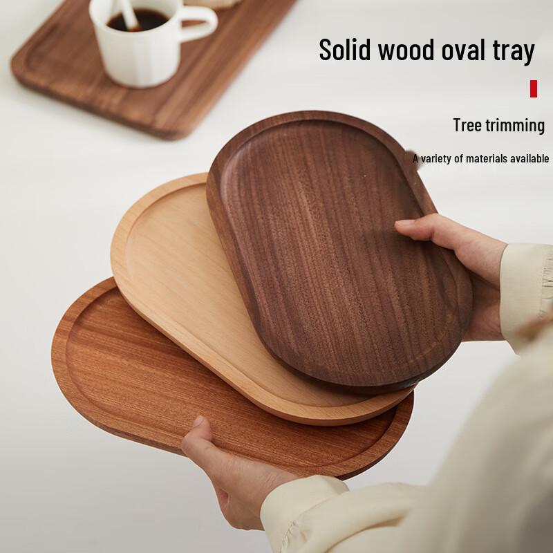 Japanese Style Acacia Wood Oval Tray