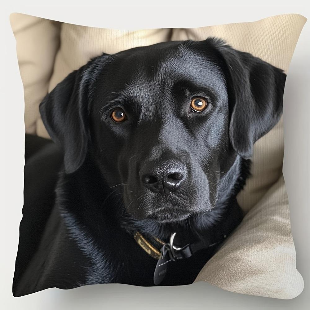 Niedlicher Kissenbezug mit schwarzem Labrador Retriever-Aufdruck für Tierliebhaber! Sofakissenbezug, Heimzimmer-Schlafsaaldekoration, 2D-Druck