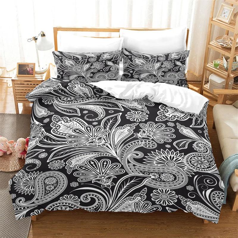 Mandala Duvet Cover Set Twin King For Girl Teen Bohemian Floral Bedding Set Microfiber Exotic Tribal Paisley Flowers Quilt Cover