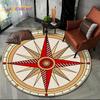 Tapis Rond Série Boussole Rétro 3D, Tapis Rond pour Salon Chambre Canapé Coussin de Pied Décor Tapis de Sol Antidérapant Cadeau