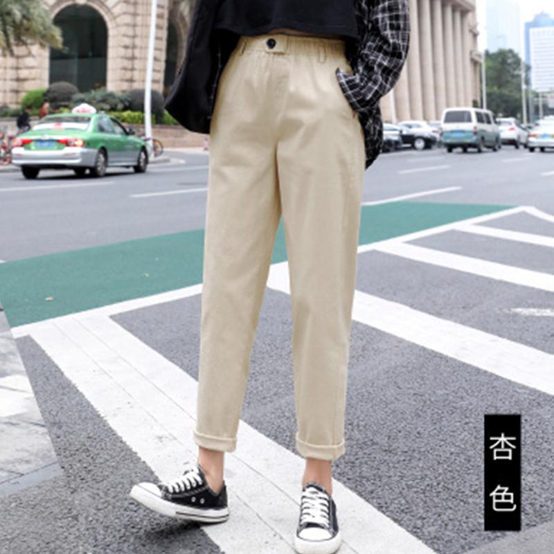 Beige High Waist Casual Pants Women Loose Spring Autumn New Women's Korean Slim Harem Pants Plus Size Nine Pants 3XL