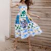 Women's Clothing Cross-border European American Fashion Painted Printed Suspender Waist Dress