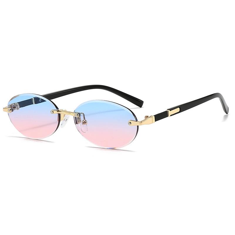 Trendige randlose ovale Sonnenbrille - Heißes Mädchen Hip-Hop Mode Statement
