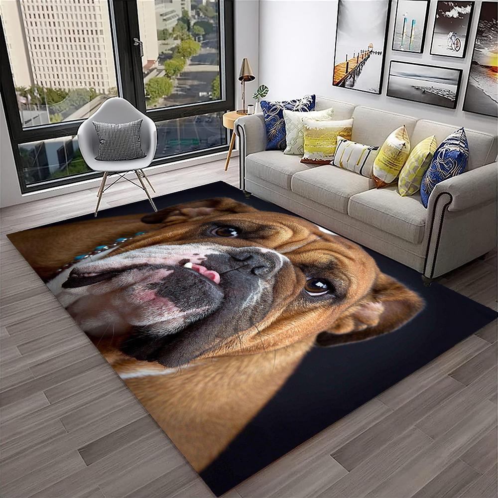 Cartoon French Pit Bull Dog Pet Carpet Rug for Home Living Room Bedroom Sofa Doormat Decor,kids Play Area Rug Non-slip Floor Mat