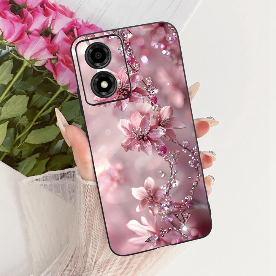 Cute Printing Phone Case For Motorola Moto E14 Soft Black Silicone TPU Cases For Moto E14 Covers Bumpers