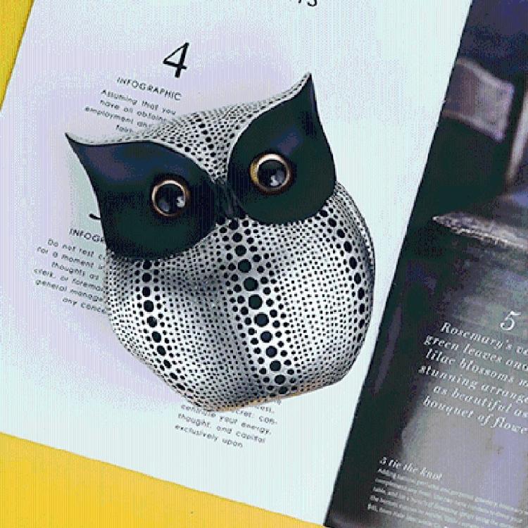 Artistic Owl Figure Statue In Resins with Dotted Designs Sophisticated Home Decorative Ornament for Interior Decors