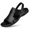 Herren-Hausschuhe mit doppeltem Verwendungszweck, lässig, Sommer, Übergröße, 51 52 Sandalen, Strandschuhe aus Leder für den Außenbereich, rutschfeste Sandalen mit offener Spitze, Halbhoher Absatz