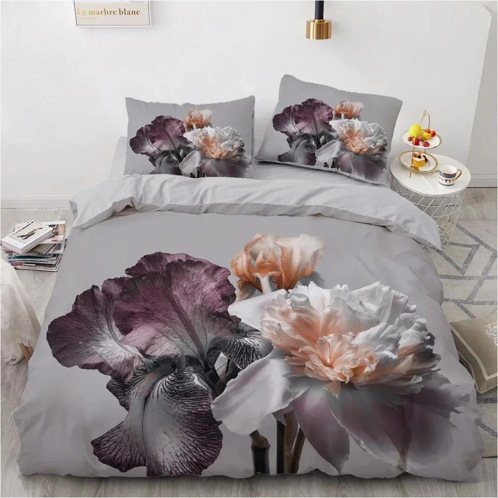 3D Flower Bedding Sets Black Duvet Quilt Cover Set Luxury Comforter Bed Linen Pillowcase Design Printed Valentine'S Day Bed Set