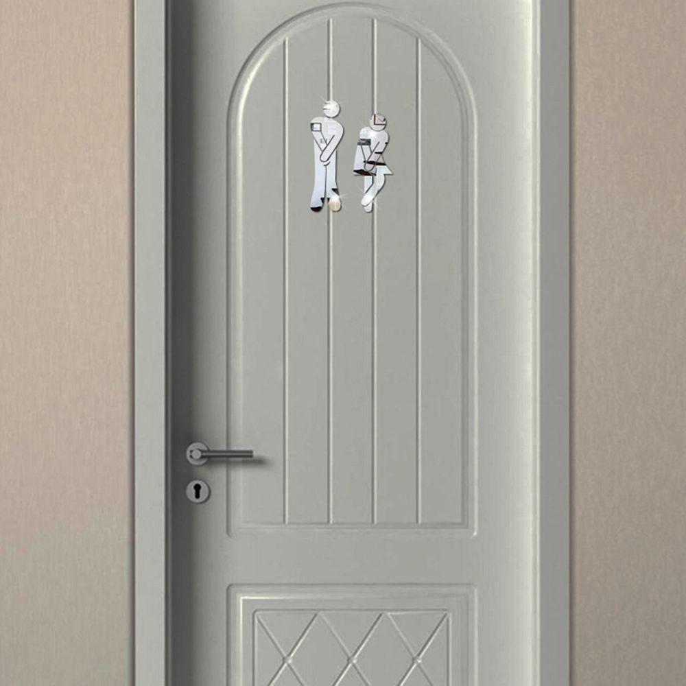 Poster Bathroom Door Woman & Man 3D Wall Stickers Mirror Surface Decal Toilet Entrance Sign