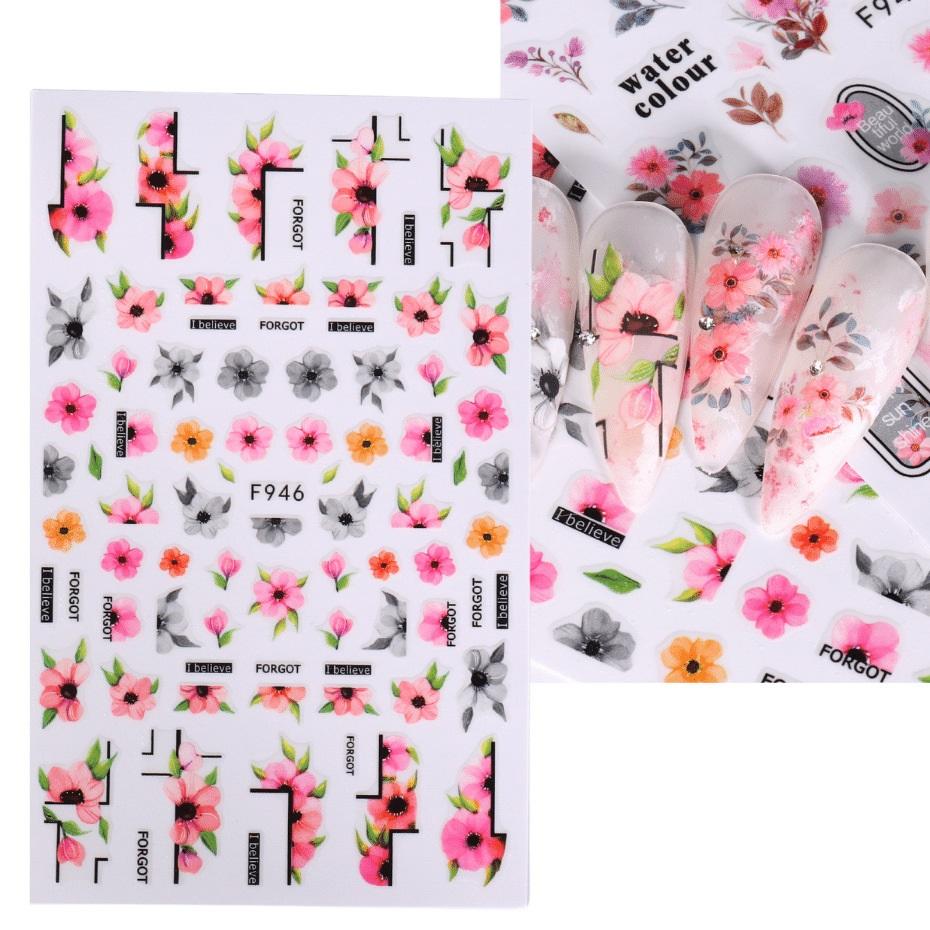 Autocollant pour ongles 3D, doublure, papillon foncé, crâne, fleur, transfert, beaux décalcomanies, accessoires de décoration pour Nail Art, Design à faire soi-même