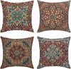 4 Stuks Vintage Perzisch Tapijt Patroon Kussenhoes Set Etnische Boheemse Kussenhoezen voor Woonkamer Bank Slaapkamer Huisdecoratie