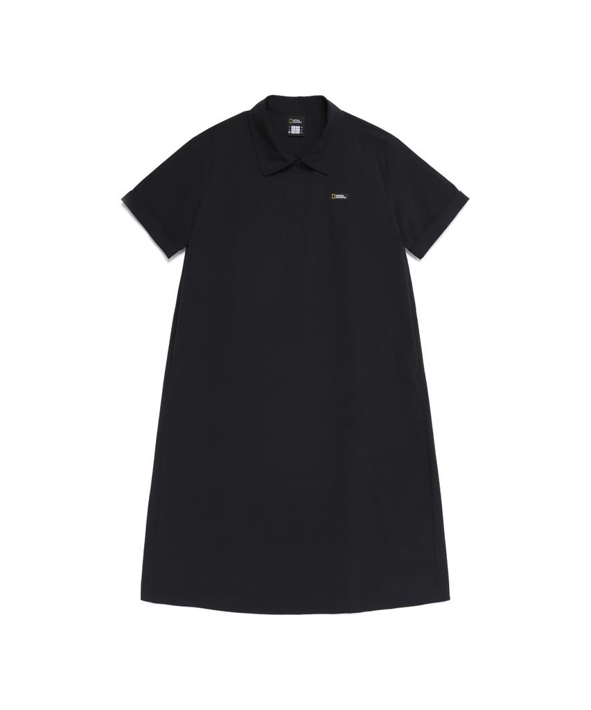 NATIONALGEOGRAPHIC N262Wop140 Women'S Freeze Stretch A-Line Collar Short Sleeve Dress Black