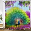 3D Flowers and Birds Peacocks  Shower Curtain Waterproof Bathroom Curtains Polyester Home Decor Curtain With Hook Curtain
