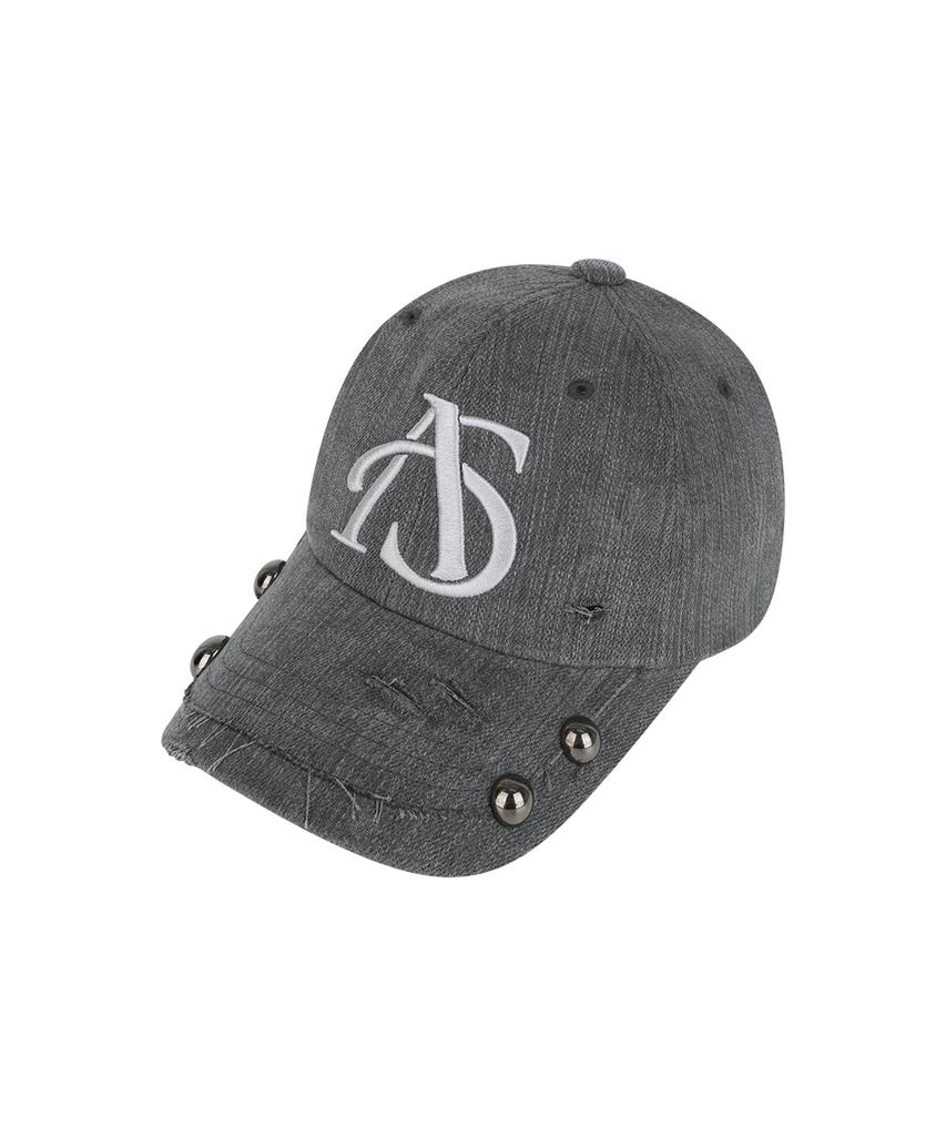 Aejeuyua Damaged Studded Ball Cap Charcoal