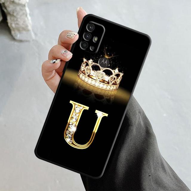 Caso de telefone para motorola g200 g60 g50 g31 g30 g22 g9 g8 power lite plus edge 20lite 30pro uma fusão ouro diamante coroa carta