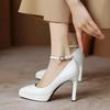 Fashion New White High Heels Women Spring Ankle Straps Pointed Toe Platform Casual Shoes for Women Classic Comfortable Women Work Shoes
