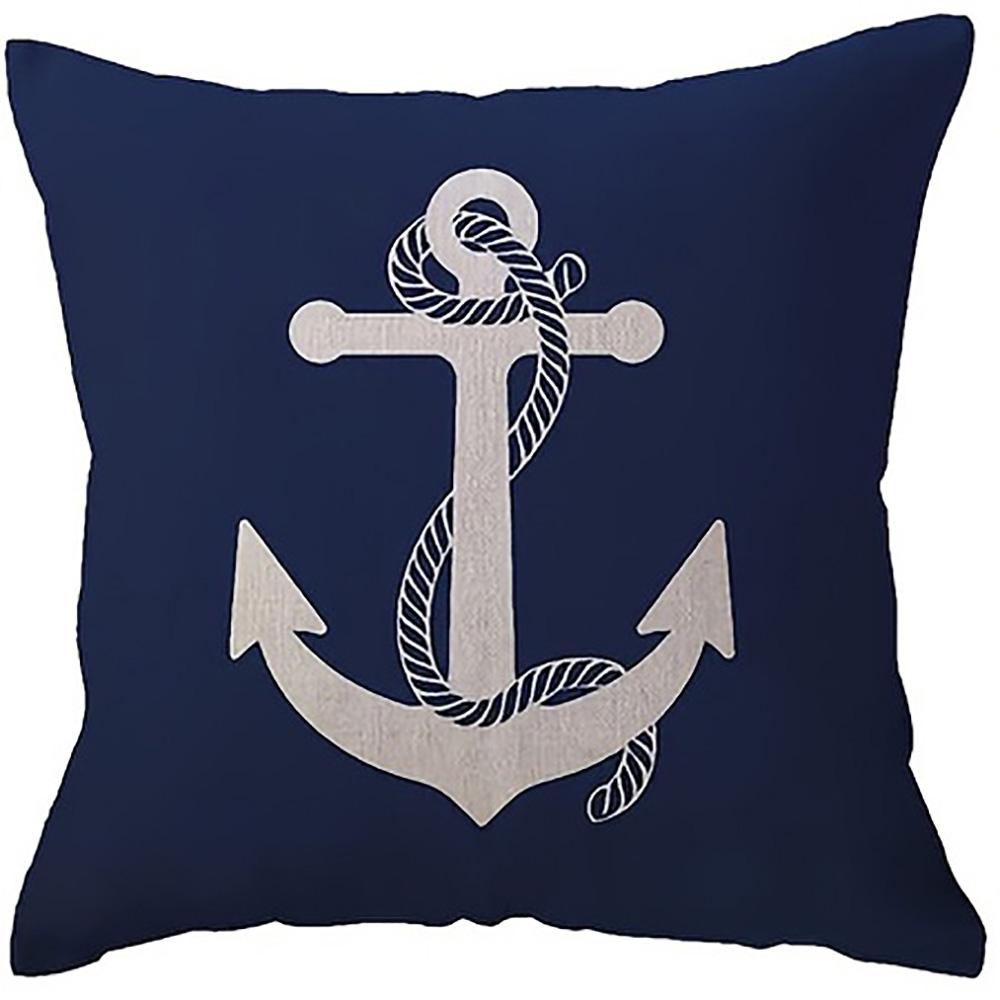 1/4pcs Navy Blue Ocean-Themed Pillowcases with Ship Wheel Compass Anchor and Sailboat Designs Sofa Cushion Cover Home Decoration