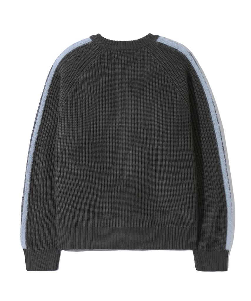 TRILLION Washable Hairy Brush Track Zip-Up Knit (Charcoal)