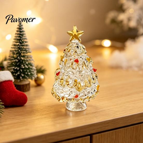 Decorative Glass Art for Shelves Glazed Christmas Tree Figurine, Pulled Wire Desk Decor, Colorful Home Mini Holiday Tabletop Ornament Car Home, Unique