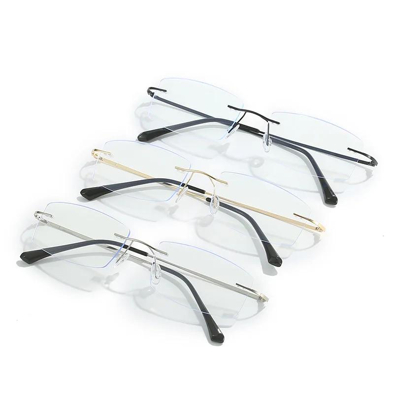 Ladies Sqaure Frameless Myopia Glasses With Diopter Ultralight Anti Blue Lamp Near Sight Eyeglasses Prescription 0 -1.0 To -4.0
