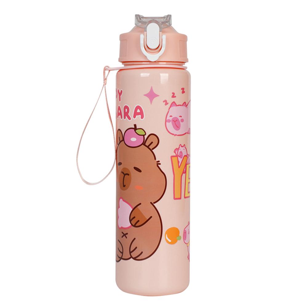 800/700ml Capybara Sport Waterfles met Rietje & Handvat Reis Waterbeker Grote Capaciteit Kawaii Waterfles voor Fitness Sport