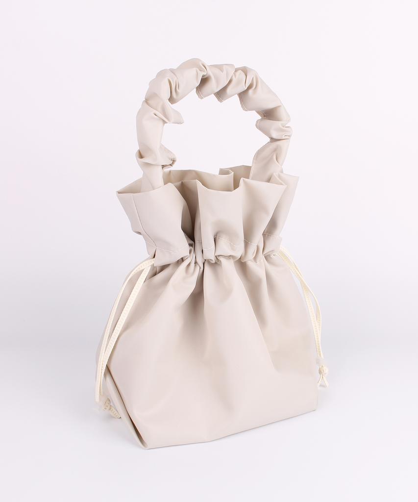 A By A Grey Shirred Nylon Waterproof Bucket Bag