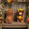 Home Decor Resin Highland Cow Statue Decorative Cute Cow Figurine Realistic Animal Sculpture Ornament Garden