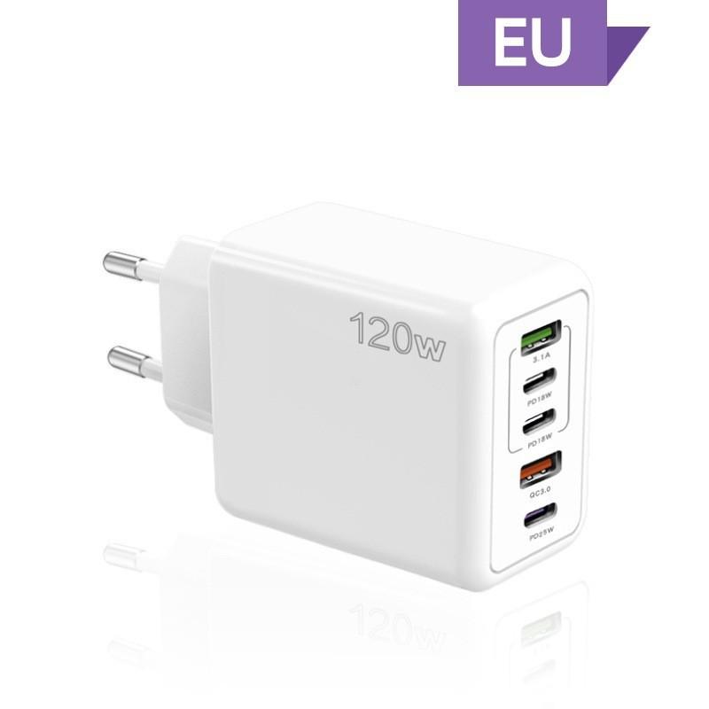 120W Mobile Phone Fast Charging Charger Type-c European PD + USB Suitable for Apple 15 Multi-port Charging Head