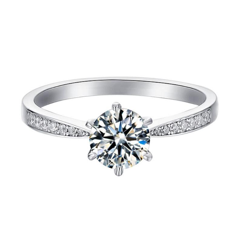 S925 Sterling Zilveren Ring Eén Karaat Diamanten Ring Trouwring Moissaniet D Kleur Ring