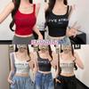 #Human Cotton Letter Printing Spice Girl Outer Wear Sling Vest Slim Fit Versatile Beautiful Back Lazy People Free Underwear Top