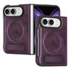 Mágneses Vezeték nélküli Töltés iPhone-hoz Duo Tok iPhone Fold-hoz Vintage Bőr Támasztó Kemény Ütésálló Karcolásálló Védőtok