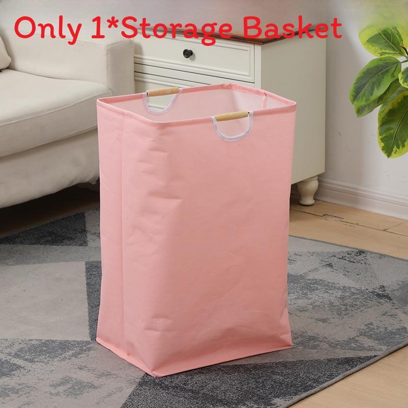 Cotton Linen Collapsible Laundry Basket With Wooden Handles For Home Organization And Storage