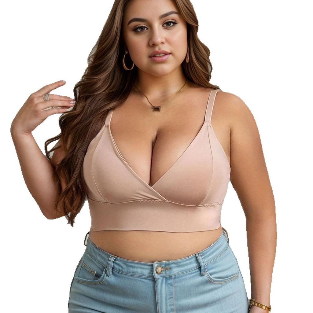 Thin High-elastic Smooth Triangle Cup No-rim Bra Fat Girl Big Chest Small Non-empty Cup Side Breast Underwear