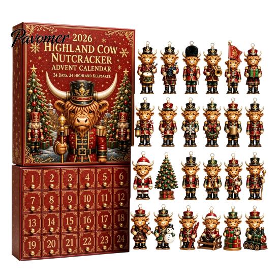 Countdown Calendar for Room 2026 Nutcracker Advent Calendar, 24-Day Acrylic Ornament Set with Classic Holiday Companion Toy Soldier Figures, Christmas