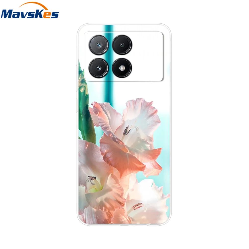 Para Capa Xiaomi Poco X6 Pro TPU Macio Pintado Capas de Telefone Para Xiomi Poco X6 PocoX6 Pro 5G Capa de Silicone Flor Fundas Protetora