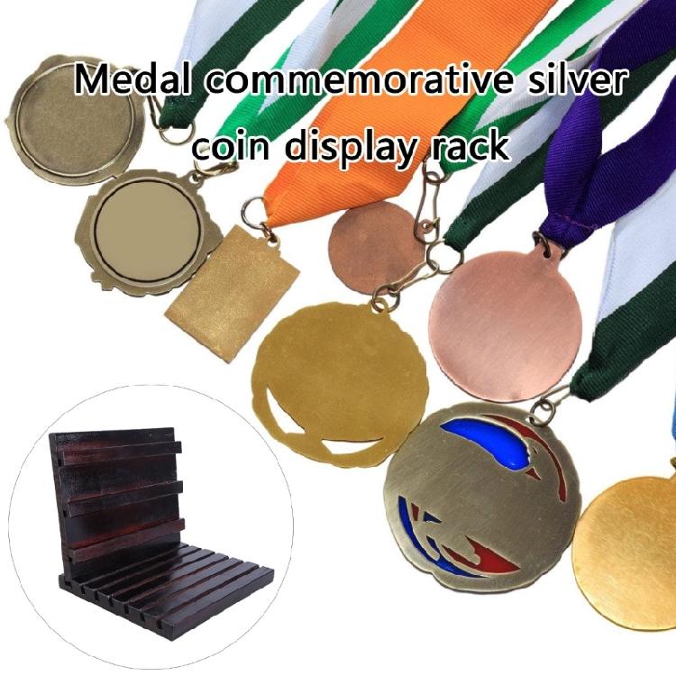 Multi Row Solid Wood Challenge Coin Display Stand Medals Display Case Organizers Rack Shelf for Collectors Veterans Day